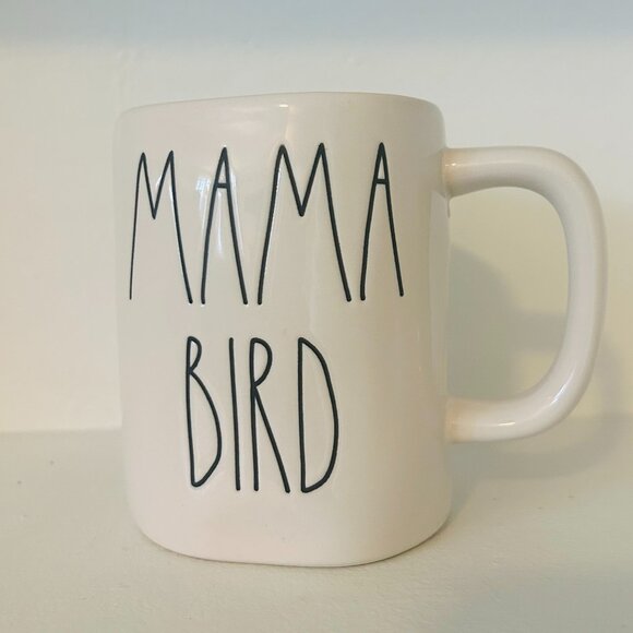 Rae Dunn Mama Bird Mug White Black Ceramic Coffee Art Limited Edition - Picture 2 of 7